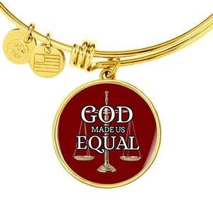 God Made Us Equal Personalized Engraved Gold Circle Bangle Bracelet Custom